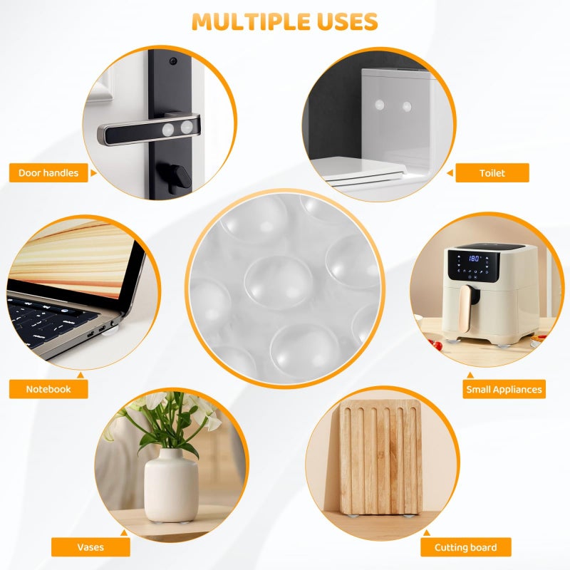 FURNIMATE Cabinet Door Bumper, Cabinet Bumpers Clear 120PCS, Cabinet Stoppers Rubber, Cabinet Cushion Drawer Stops, Rubber Cabinet Door Bumpers Sound Dampening 3/8 inch - Image 4